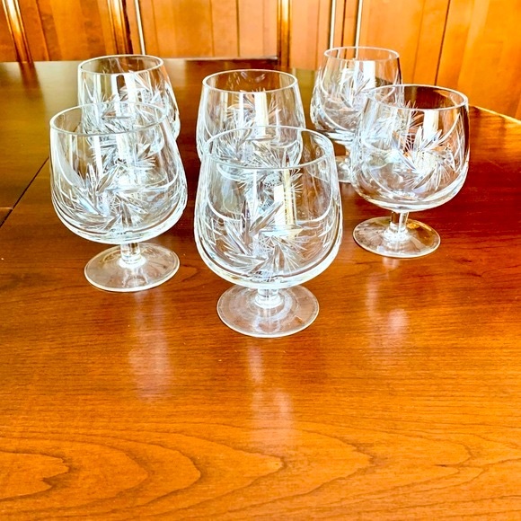 Set of 6 Cut-to-clear Crystal glasses brandy cognac Glasses Desert Glasses - Picture 2 of 7